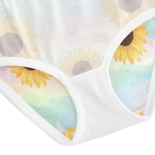 Sunflowers Rainbow Waves Pastel Toddler Girls Panties, Girls' Cotton Brief Underwear, 2T–8 Years4