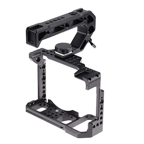 Image of Z5 Z6 Z7 Cage, Hersmay Camera Cage with Top Handle for Nikon Z5 / Z6 / Z7 / Z6II / Z7II Mirrorless Camera with Cold Shoe,ARRI Handle Locating Holes,Multiple 1 /4 inch 3 /8 inch Screw Holes