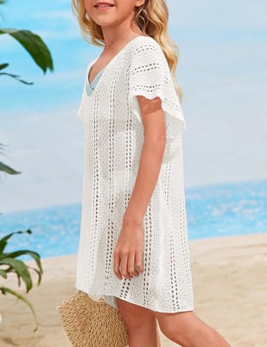 Girls swim cover up crochet swimsuits kids swimwear beachwear tops4