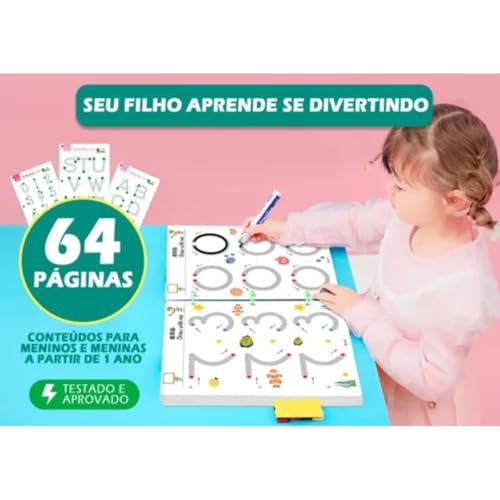 Magic Book Livro 64 páginas para desenvolver a escrita das crianças - Copiar livros para caligrafia