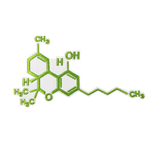Cute-Patch 5'' Pot Leaf Hemp Molecular Formula Embroidered Iron on and sew on Patch Badge