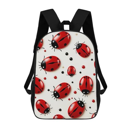 Mochila casual impermeable Red Ladybug 17 pulgadas maleta ligera de viaje para hombre y mujer