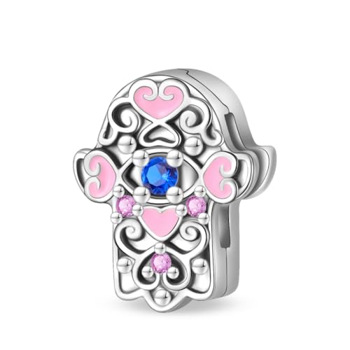 KUNSIR 925 Sterling Silver Clip-On Charm for Reflexions Mesh Bracelet Charm Bead fits Flat charm Bracelets Gift for Women
