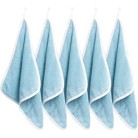 Soft Baby Washcloths Set - Absorbent Natural Baby Wash Cloth for Delicate Skin - 12"x12" Large Baby Bath Washcloths - Newborn Bath Face Towel (Blue) Cover