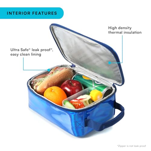 Image of Arctic Zone Chrome Kids Lunch Box Combo with Ice Pack, Midnight | Kids lunch box with reusable gel ice pack and sandwich container, 2 compartment insulated cooler for school or travel lunch