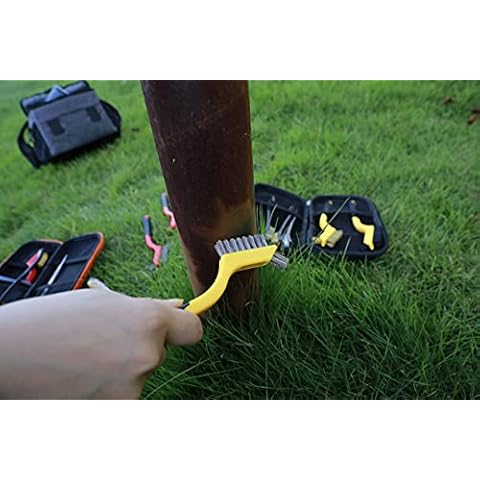 HUNTACE (8 Pieces) Small Wire Brush Brass/Stainless Steel/Nylon Brushes for Cleaning Rust Removal, Dirt, Paint Scrubbing Wire Brush Set Double-Ended Cleaning Pick Cover