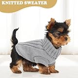 Hundepullover für kleine Hunde, Hundepullover, Herbstkleidung, Winter-Strickwaren, Warmer Welpenpullover, niedlicher Chihuahua-Yorkie-Haustierkleidung, XXS, Braun + Grau, 2er-Pack