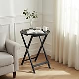 INDE MOBLEKIT | Mesa Auxiliar Plegable de Madera Negra 40x49, Mesas Plegables Portátiles Hogar