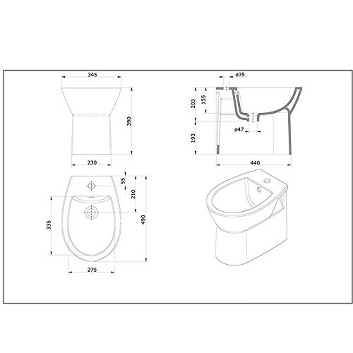 Sanitari bagno Filo Muro Sanindusa Easy Compact