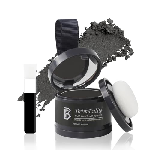 BRIMFULITE Hair Root Touch Up Powder for Gray Coverage, Black 0.14 Oz
