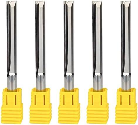 CNC Router Bits 6mm Shank Straight Flute End Mill 2-Flute Milling Cutting Straight Edged End Mill 6mm Straight Router Bits for CNC Router X-Carve MDF PVC Acrylic Hardwood Plywood 5pcs (6x42x70mm)