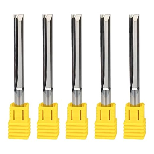 CNC Router Bits 6mm Shank Straight Flute End Mill 2-Flute Milling Cutting Straight Edged End Mill 6mm Straight Router Bits for CNC Router X-Carve MDF PVC Acrylic Hardwood Plywood 5pcs (6x52x80mm)