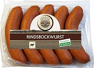 Rindsbockwurst reine Rinderwurst geräuchert | Bockwurst Rind | 100% Rindswurst aus dem Buchenholz Räucherofen | Wurst geräuchert | Regionales Rindfleisch