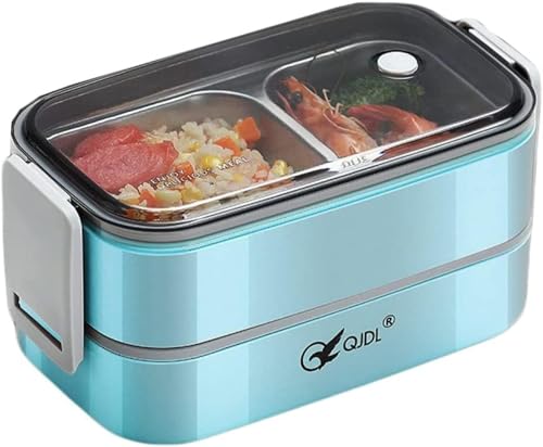CECHAIN弁当箱 大容量 1400ml 二段 おべんとう箱 ランチボックス 漏れ防止 おしゃれ 軽量 ステンレス鋼 ランチボックス 電子レンジ対応 (ホワイト,1400ml) (1500ml,ブルー)