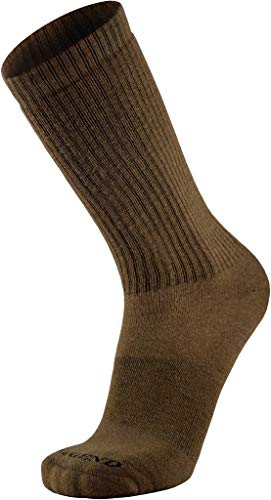 LEGEND Compression Tactical Boot Socks, Merino Wool Cold Weather, Mid-Calf Military Sock for Men and Women, Made in the USA, Coyote Brown, X-Large