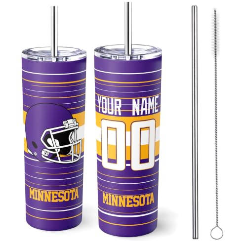 Image of Minnesota Tumbler 20oz Travel Mug Custom Name and Number Gifts | Stainless Steel Insulated Coffee Cup for Women Men