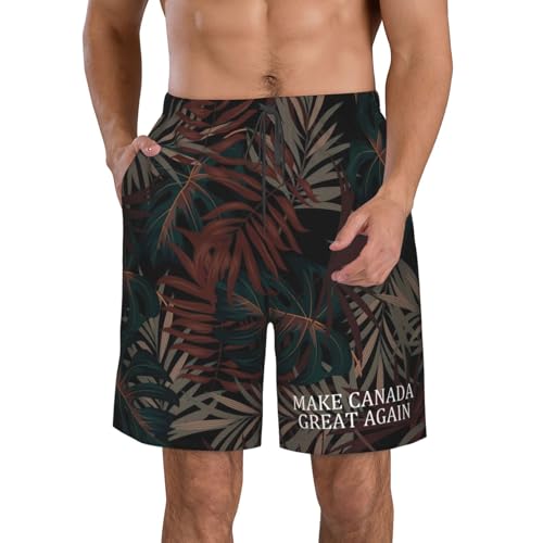Make Canada Great Again Men's Casual Board Shorts - Elastic Waist Drawstring Swim Trunks Swimwear Bathing Suits,
