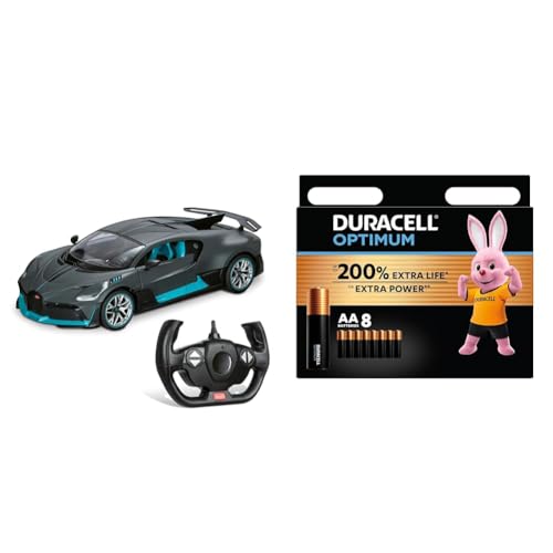 Coffret cadeau Bugatti Divo radiocommandée 1 14 noire Mondo Motors et 8 piles AA Duracell