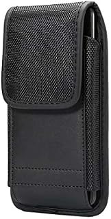 Cellphone Waist Bag with Card Holder, Mens Leather Holster Case with Belt Clip, 6.5" Vertical Tactical EDC Leather Phone Holster Pouch with Belt Loop Carrying Case Waist Bag Cellphone Card Holder