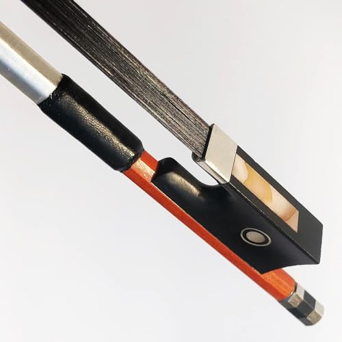 Image of Mozart Professional 4 /4 Brazilwood Violin Bow - Ebony Frog, Black Horsehair, Balanced Lightweight Design for Students & Advanced Players