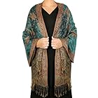 Svalor Paisley Pashmina Shawl, Elegant Wrap Scarf for Women, Soft Pashmina Shawls and Wraps for Evening, Party & Daily Wear (Dark Green)