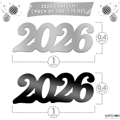 Image of KatchOn, Black and Silver 2026 Confetti - Pack of 500 | Graduation Confetti 2026, Balck and Silver Grad Party Supplies 2026, Graduation Decorations 2026, 2026 Graduation Table Decorations