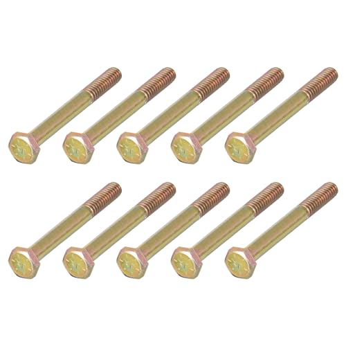 Image of METALLIXITY Hex Bolts (1 /4-20x2-1 /2) 10Pcs, Carbon Steel Zinc Plated Partial Threaded, Coarse Thread UNC Hex Head Screw Bolt - for Furniture Repair, Yellow