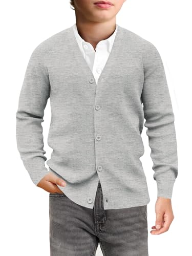 Haloumoning Boys Cardigan Sweater Kids Casual V Neck Button Down