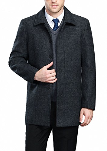 Image of Men's Classical Bussiness Style Single Breasted Plaid Wool Coat #00220237