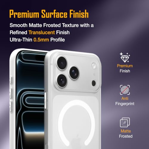 Image of ZAP CASE Paper Thin Case for iPhone 17 Pro Max | Ultra-Slim 0.5 mm Back Cover | Metal Buttons | Lightweight | Matte Finish | Anti-Fingerprint | Scratch Resistant | Camera Protection | Magsafe | White