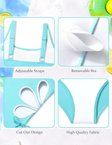Image of KANGKANG Girls Swimsuit Solid Color Cut Out One Piece Bathing Suit with Chest Pad Adjustable Strap Round Neck Girls' Swimwear