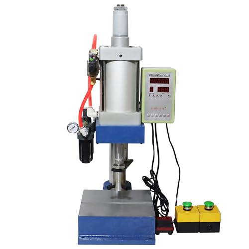 WYDDDARY Pneumatic Punch Press Machine Adjustable Cylinder Stroke Single Column Pneumatic Press Manual and Foot Combination Switch with Controller for Metal Sheet 110V(800KG/1763LB Pressure)