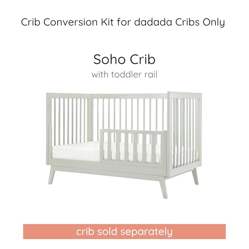 dadada Baby Toddler Bed Rail – Crib Conversion Kit for Brand Crib Models Only (Soho, Austin, Lala, Bliss & Spirit) – Solid Beechwood, Made in Italy, GREENGUARD Gold Certified (Sage)