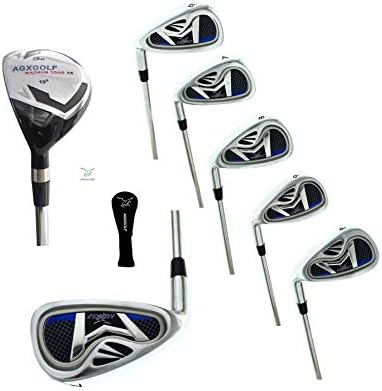 AGXGOLF Ladies Magnum NXT Left or Right Ladies Flex Graphite Irons Set w Hybrid Utility Long Iron +5, 6, 7, 8 & 9 + PW: Petite Regular; Built in USA!