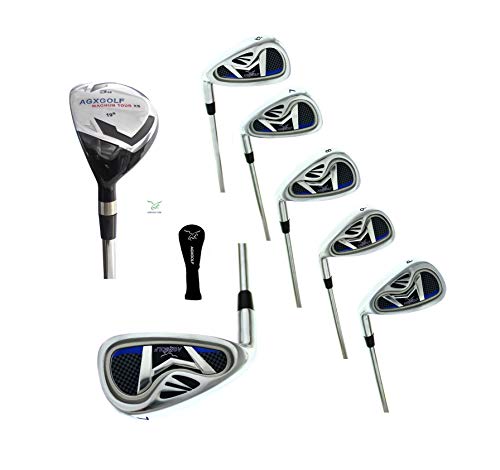New Agxgolf Ladies All Graphite Left Hand Regular Length Lt Golf Club Set W/Stand Bag (Black W/Blue), Driver, 3 Wd, Hybrid, Irons, Pw, Free Putter; Usa Built #TOP1