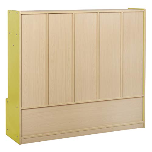 Colorful Essentials 5-Section Laminate Coat Locker with Bench, Shoe Storage Cubbies, Hooks for Backpacks and Hats; Children's Furniture for Classroom, Preschool, Daycare, Home Learning - Maple/Yellow - Thumbnail 7