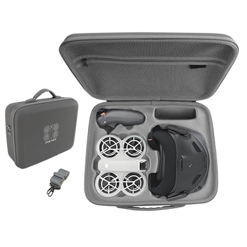 Leichte Tragetasche kompatibel mit DJI Neo Fly More Combo PU-Leder Harte Tragetasche mit Schultergurt Aufbewahrungs Tasche Wasserdichter Koffer für RC-N3 Propellern und Zwei-Wege-Lade-Hub-Zubehö