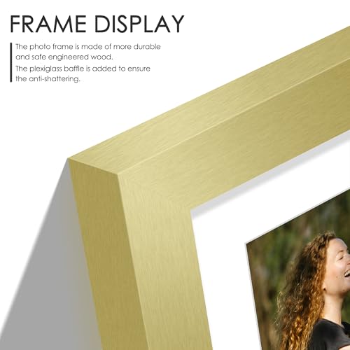 Image of DUENPY 8x14 Collage Picture Frame 4x6 Collage Picture Frame Displays Three 4x6 inch Photos or 8x14 (Without Mat) for Available Horizontal Wall Mounting Display and Vertical Gold