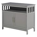 HOMCOM Kitchen Buffet Sideboard, Wooden Storage Console Table with 2-Level Cabinet and Open Shelf,...