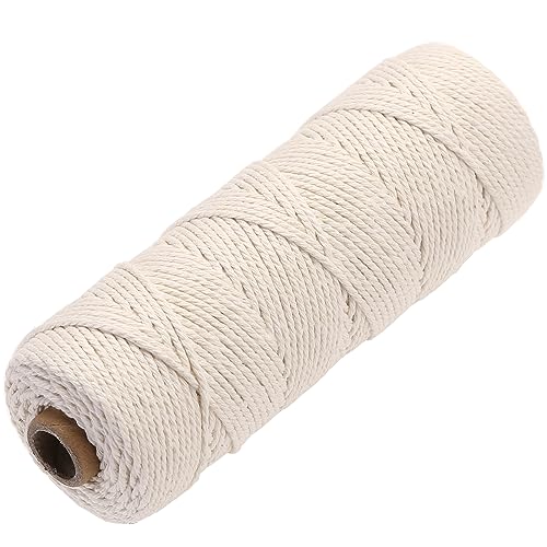 GOHOF Macrame Cord 2mm x 100m Premium Cotton Rope, 4 Strand Twisted Soft for Macrame Art, String Without Chemicals (Beige)