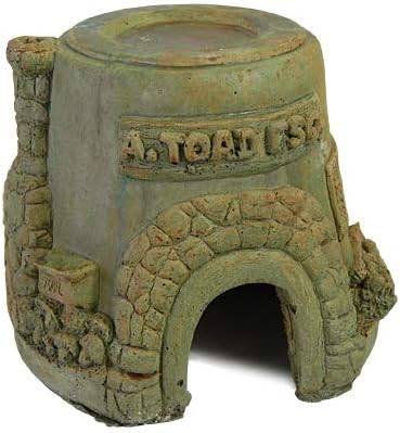 BestNest Athens Toad House Statue, Verde Green Concrete Garden Shelter with Arched Entry, Decorative Mailbox, Chimney & Back Door, Outdoor Amphibian Habitat