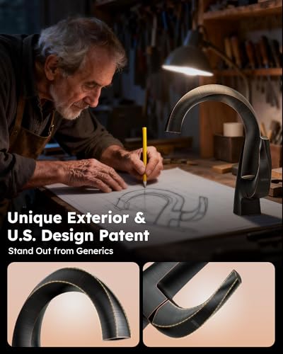 WOWOW Single Handle Bathroom Faucet 1 Hole High Arc Bathroom Basin Oiled Rubbed Bronze with Pop Up Drain, Solid Brass Commercial Bathroom Sink Faucet Basin Vanity Bar Faucet (Patented Product) - image 2