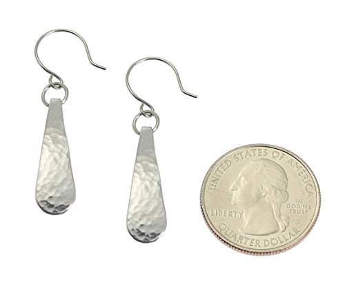 Mini Hammered Aluminum Silver Toned Drop Earrings By John S Brana Handmade Jewelry Hypoallergenic #TOP1