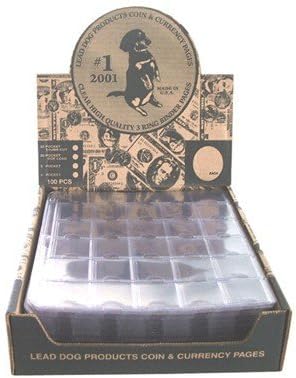 100 Vinyl 30-Pocket Coin Pages for 1.5x1.5 Holders by Lead Dog