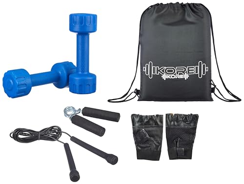 Image of Kore PVC DM-1kg-Combo 167 Dumbbells Set and Fitness Kit for Men and Women Whole Body Workout, (Blue)