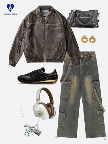 Aelfric Eden Jackets Multi Pocket Faux Leather Cropped Jacket Classic Vintage Comfy Soft Coats 2024 Trendy Outfits4