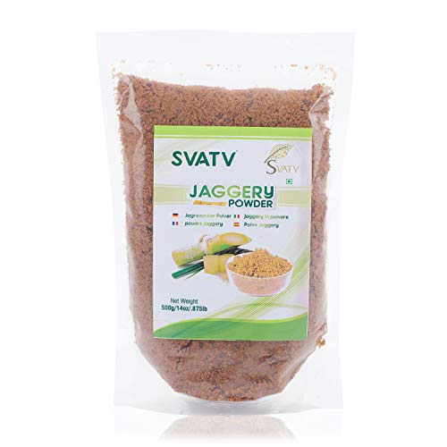 SVTAV Jaggery Powder, polvo de Gur triturado a mano | Edulcorante Natural | azúcar moreno | Sustituto de caña de azúcar indio | Sin conservantes añadidos | Sin sabores artificiales - 500 g