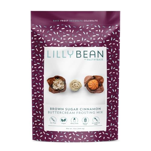 LillyBean Gluten Free Cinnamon Buttercream Frosting Mix with No Artificial Colors - Dairy and Soy Free, Vegan Icing for Decorating Cakes, Cupcakes, Cookies - 12 oz