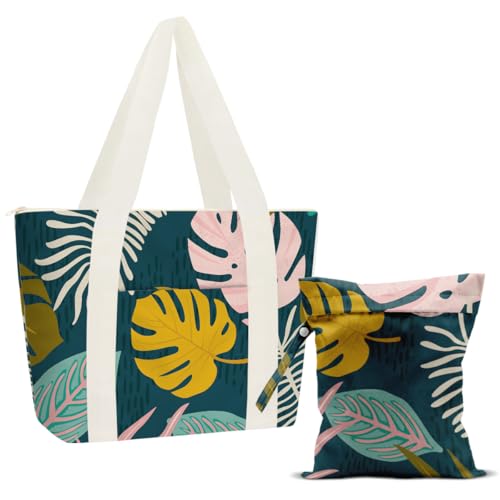 zcyxuuw Beach Bags Wet Bag for Swimsuit Palm leaves Personalized Tote Bag for Women Travel Birthday Gifts Aloha Bags Waterproof Beach Vacation Essentials Friends Travel Gifts