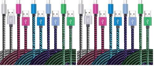 Image of Teeind USB Type C Cable Fast Charging, Tpc001 10 Pack(6Ft 3A) Braided C Charger Cables Compatible with Samsung S10e /note 9 /s10 /s9 /s8 Plus /A80 /A50 /A20